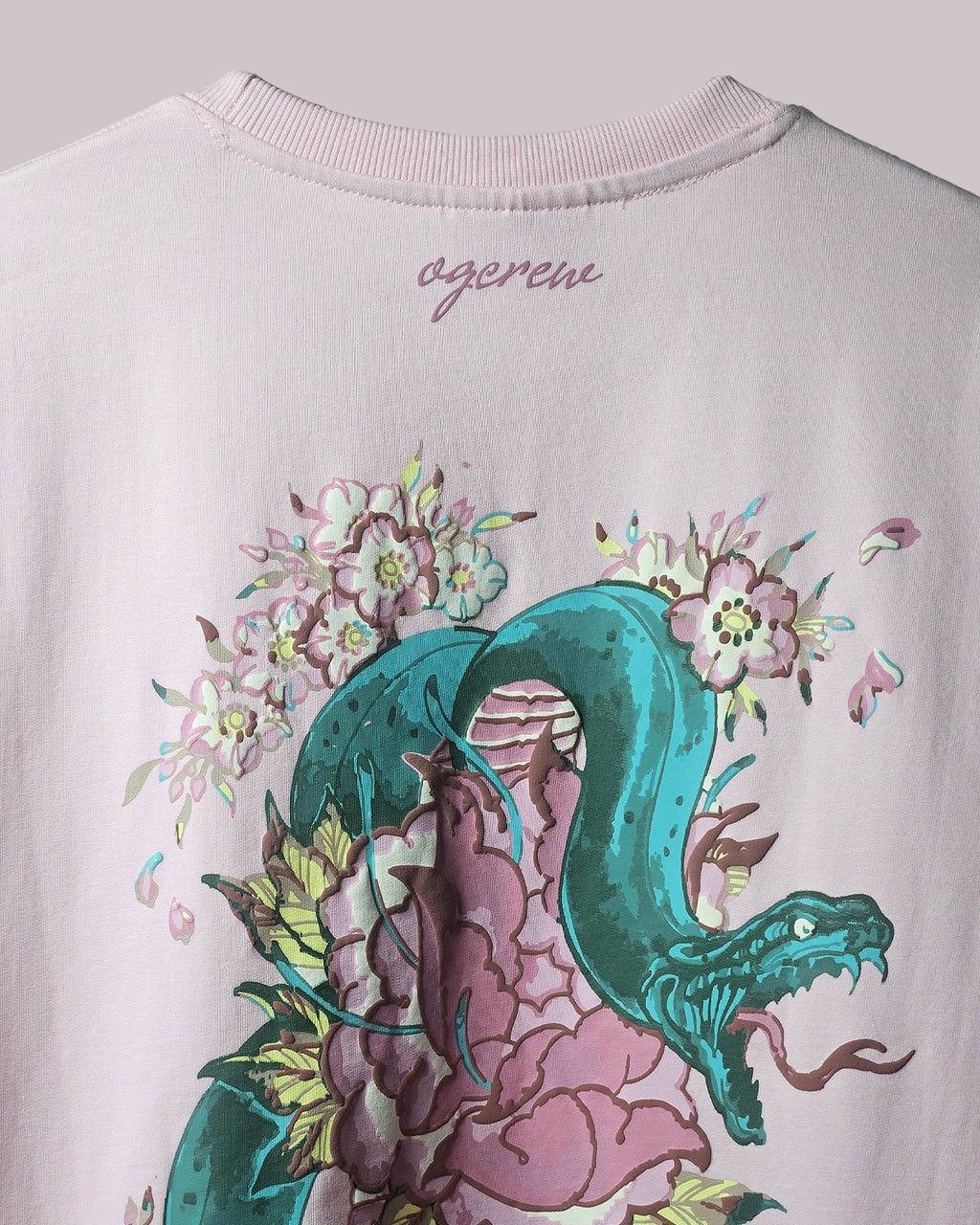 BABY PINK FORBIDDEN SERPENT BLOOM T-SHIRT