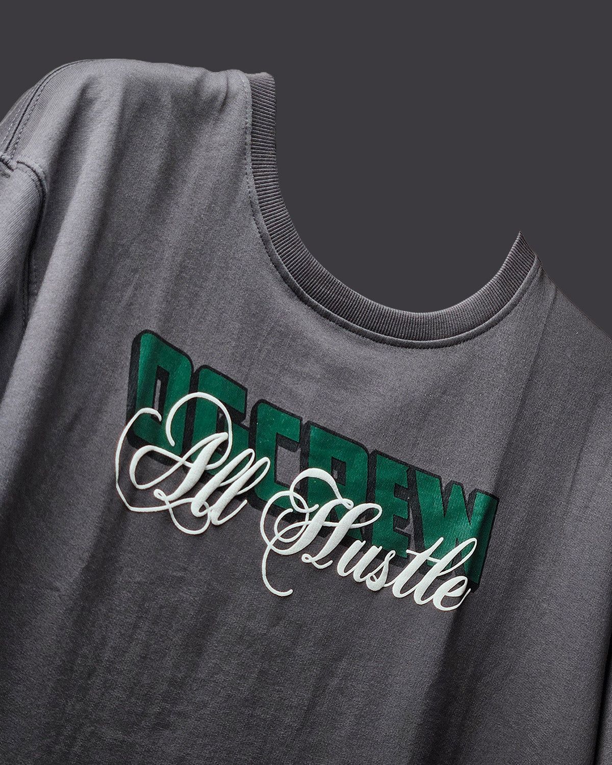 DARK GREY ALL HUSTLE NO LUCK T-SHIRT