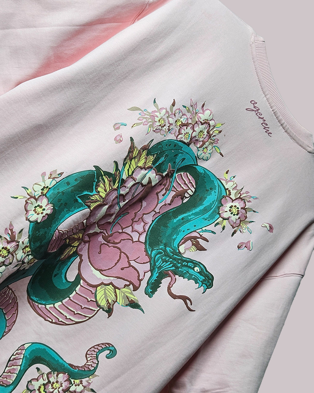BABY PINK FORBIDDEN SERPENT BLOOM T-SHIRT