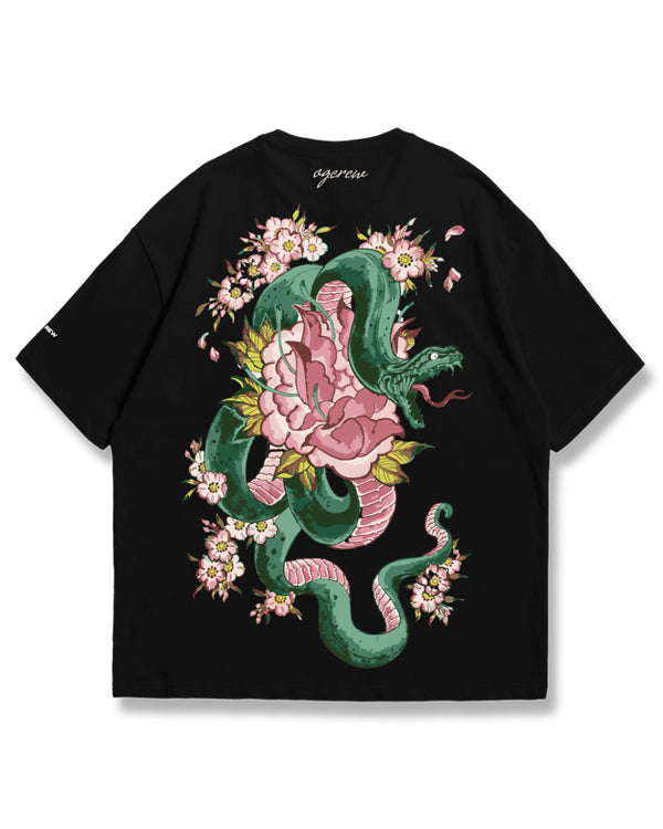 BLACK FORBIDDEN SERPENT BLOOM T-SHIRT