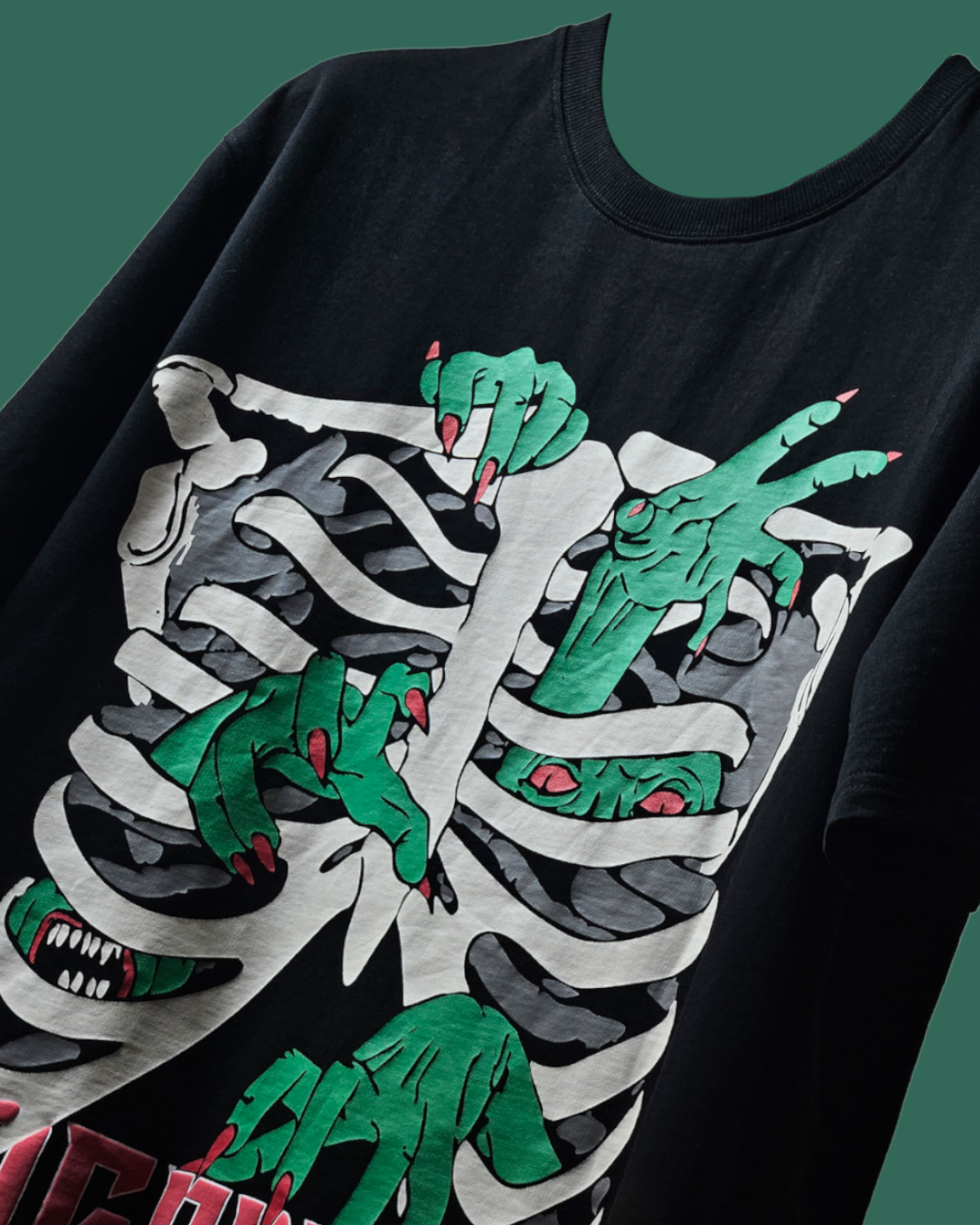 BLACK ZOMBIE RIBS T-SHIRT